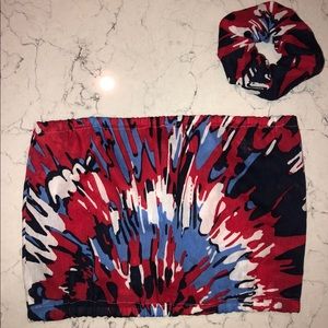 USA fireworks tube top w/ matching scrunchie!
